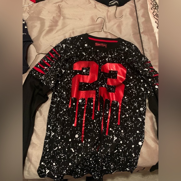 SWITCH REMARKABLE Red drip 23 long sleeve crewneck sweater - Picture 1 of 4